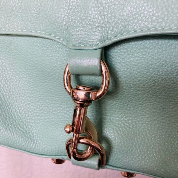 Rebecca Minkoff Gold Chain Aqua Mint Crossbody Purse Bag - Picture 7 of 16